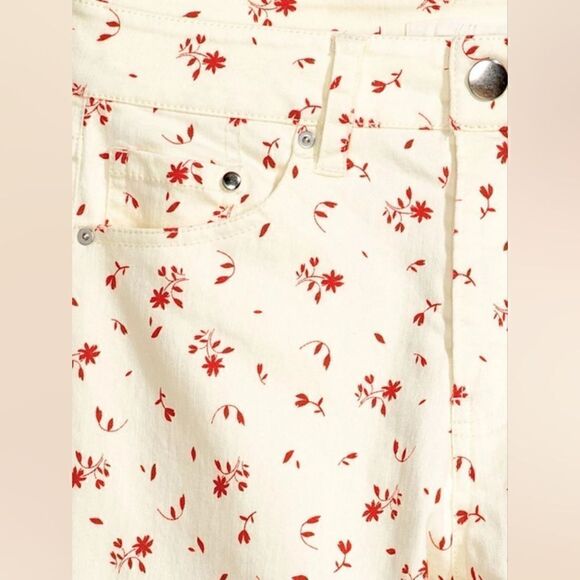 H&M Size 14 Red Floral Print Slim Leg Twill Stretch Pants‎ - Picture 3 of 11